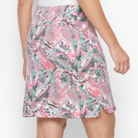 Talbots • EVERYDAY STRETCH SKORT - WATERCOLOR PAISLEY Pink Mint Green - Picture 6 of 6
